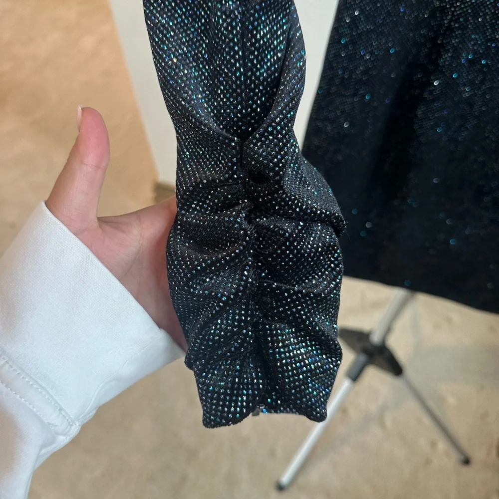 Jovani Sparkling Black Long Sleeve Dress - Picture 5 of 8